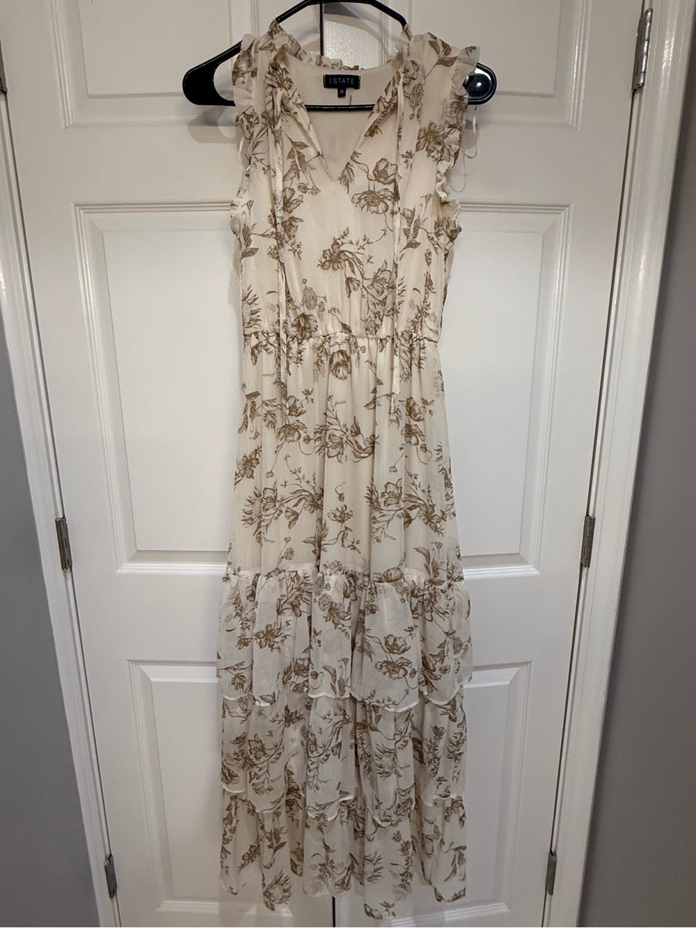 1. State Cream Floral Ruffle Tiered Maxi Dress